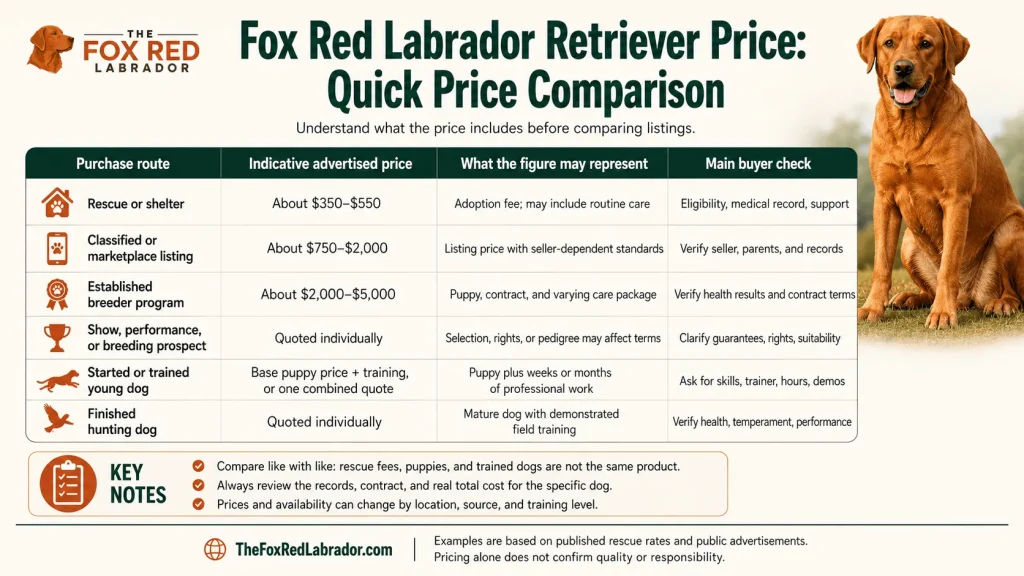Fox Red Labrador Retriever Price: Quick Price Comparison