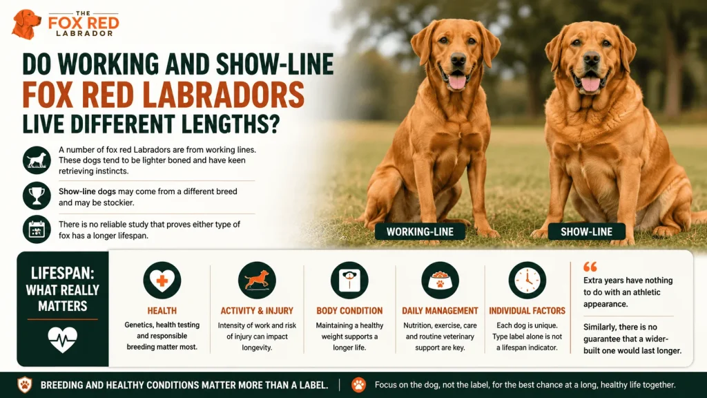 Do Working And Show-Line Fox Red Labradors Live Different Lengths?