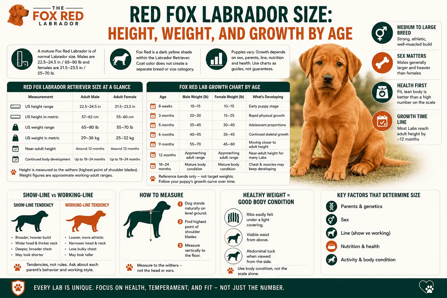 Red Fox Labrador Size: Height, Weight, And Growth By Age