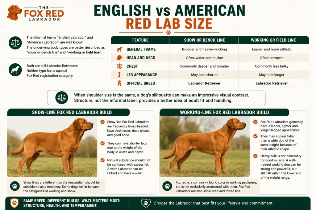 English vs American Red Lab Size
