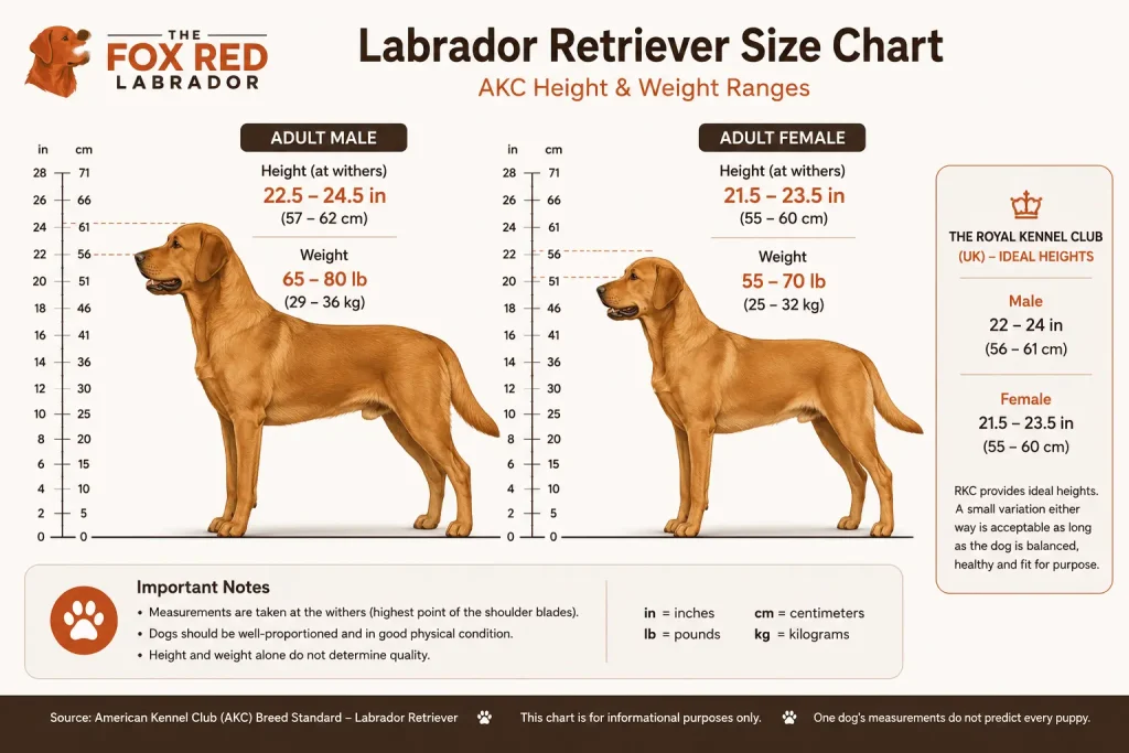 Adult Red Fox Labrador Weight And Height