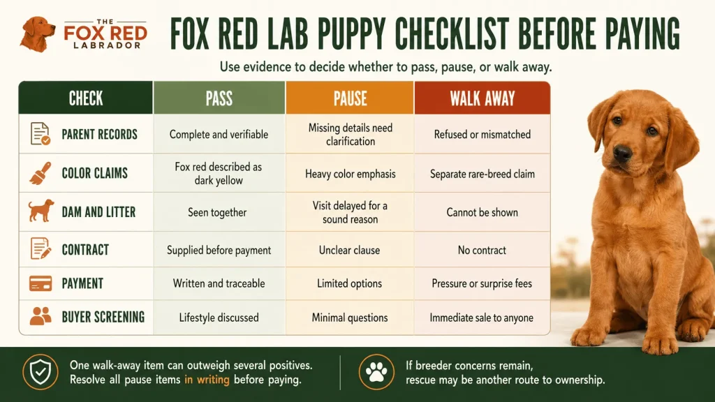 Fox Red Lab Puppy Checklist Before Paying