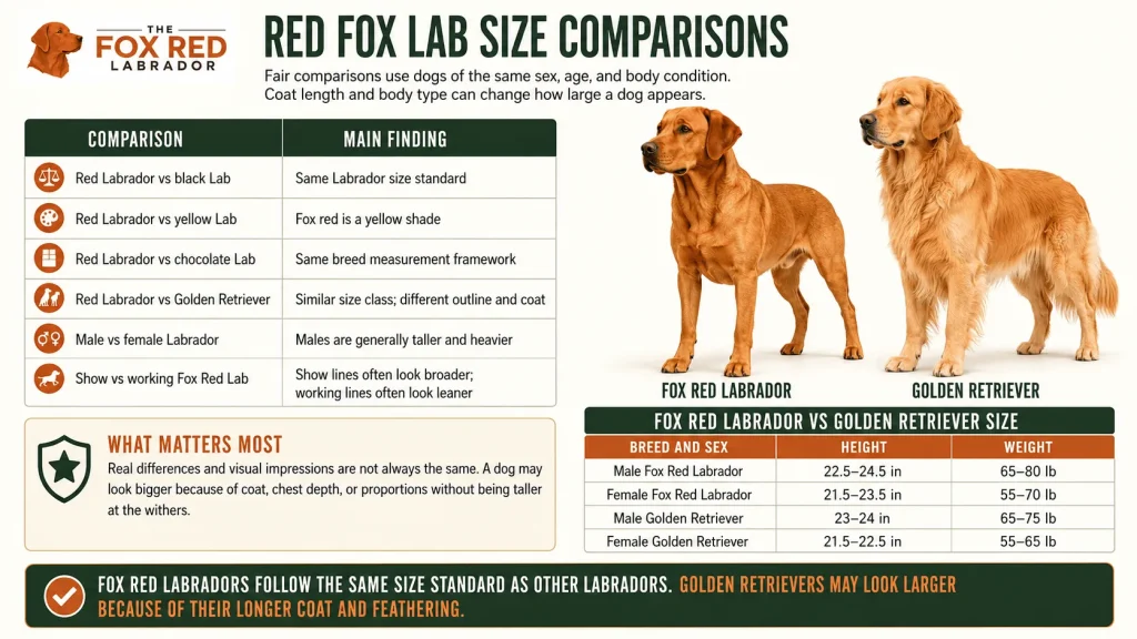 Red Fox Lab Size Comparisons