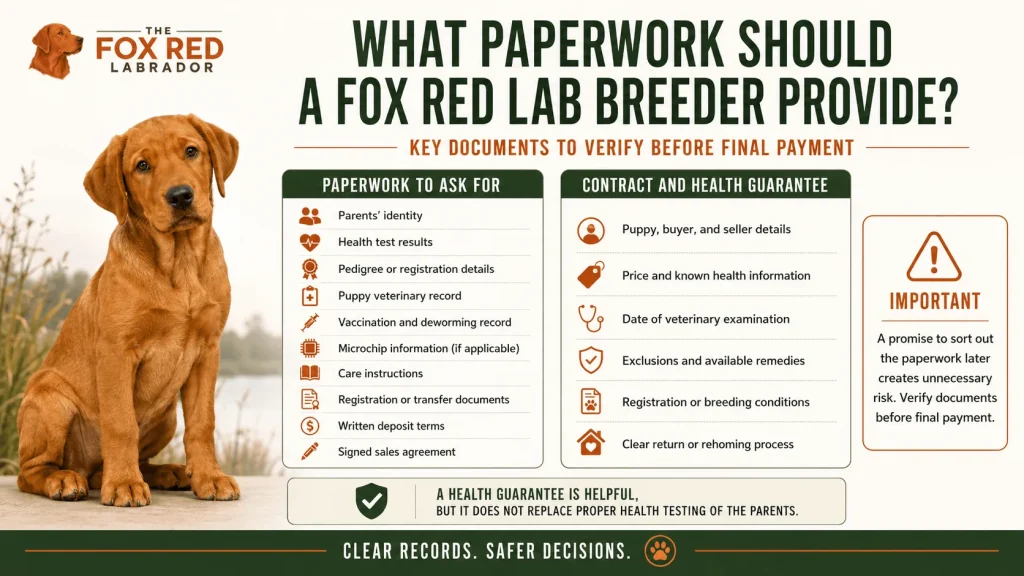 What Paperwork Should A Fox Red Lab Breeder Provide?
