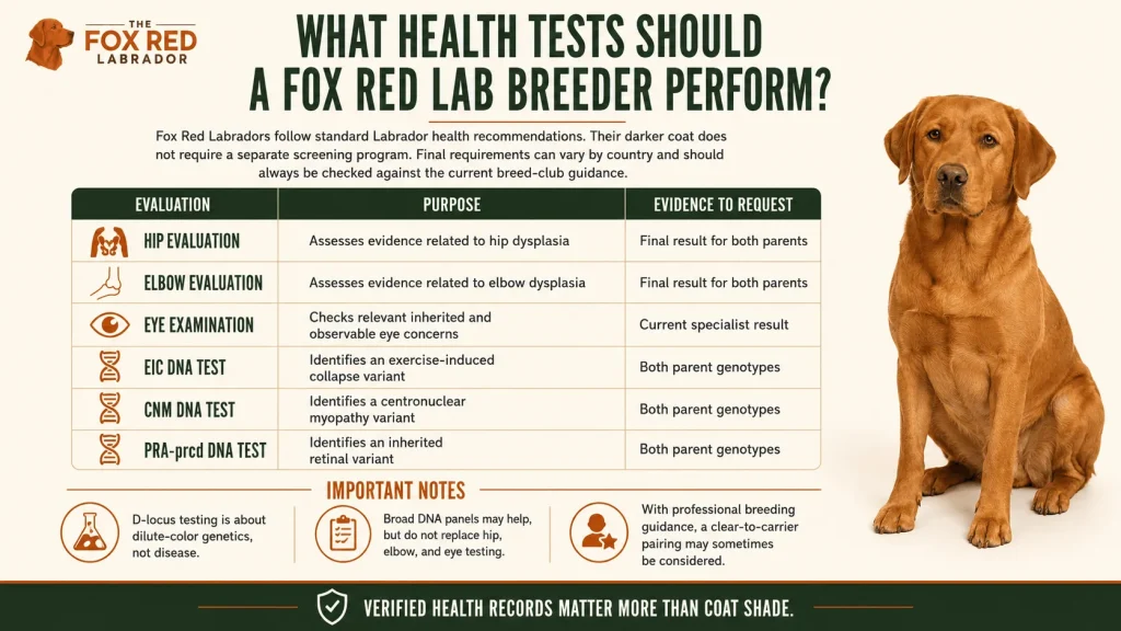What Health Tests Should A Fox Red Lab Breeder Perform?